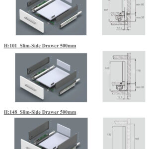 Slim-Side Drawer Slides H63, H101, H148